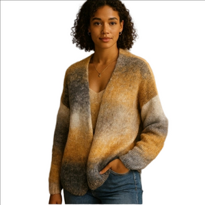 NWT Women's Ninexis Cardigan Size S/M Yellow and Gray